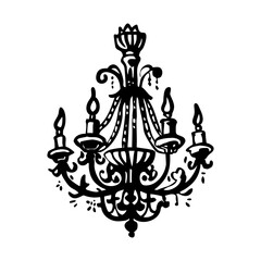 Antique chandelier icon in hand drawn style