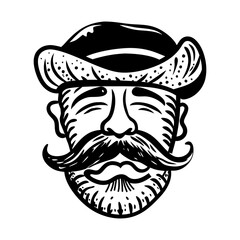 French man icon in sketchy style