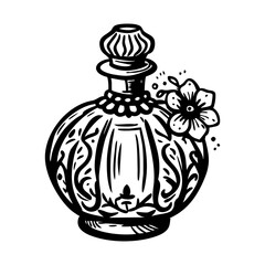 A hand drawn icon of beautiful perfume bottle