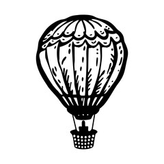 Hot balloon icon in hand drawn style