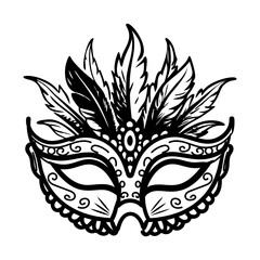 Grass mask icon in doodle style