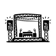 A hand drawn style icon of concert stage