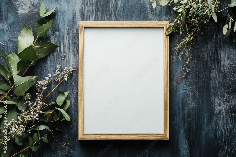 Leinwandbilder empty wooden frame surrounded by greenery suitable for text and creative design. generative ai