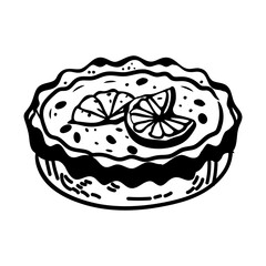 Lemon tart pastry icon in doodle style
