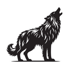 Simplified howling wolf silhouette for versatile artistic applications - Howling wolf illustration - minimallest howling wolf vector
