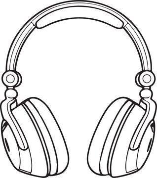 black and white headphones clip art preview