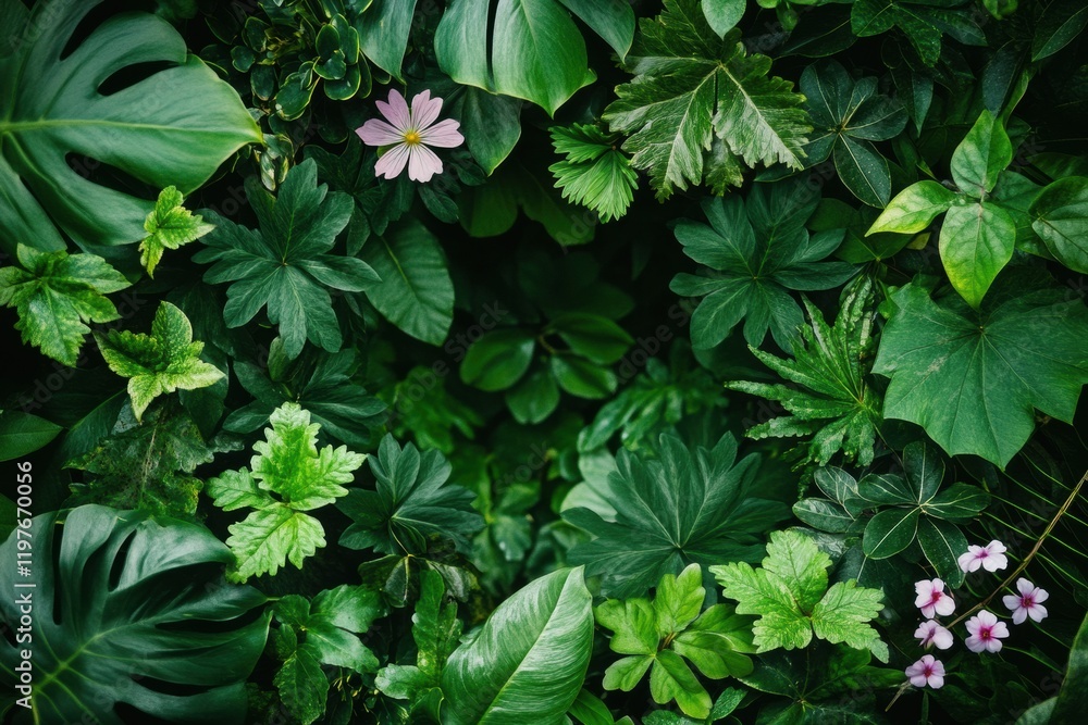 Leinwandbilder lush green foliage with vibrant accents showcasing a perfect backdrop for text placement and creativ