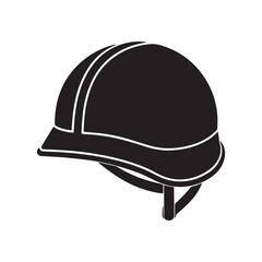 military helmet silhouette, black and white silhouette, vector and illustration