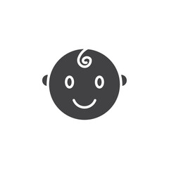 Child face icon Symbol mark in filled style