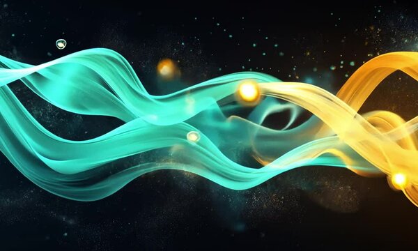 Abstract futuristic vector background with glowing blue smoke waves, swirling lines, and vibrant color patterns