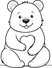 A bears coloring page line art design in white background