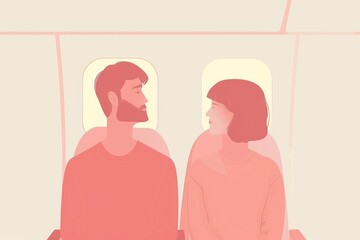 Obraz premium Couple traveling on an airplane