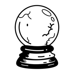 A sketchy icon of a spooky cracked crystal ball