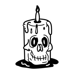 A sketchy icon of a spooky skull candle