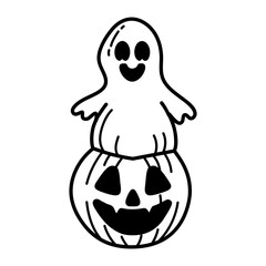 A doodle style icon of halloween ghost