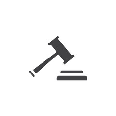 Gavel icon Symbol mark in filled style