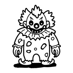 Clown monster icon in hand drawn style