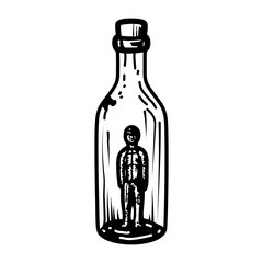 A sketchy style icon of a ghost bottle