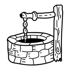 A hand drawn icon of old water well