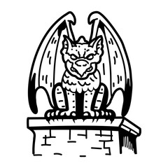 A hand drawn icon of a gargoyle statue