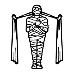 Scary mummy icon in hand drawn style