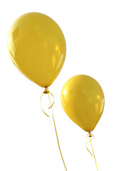 Festive background with helium balloons. Realistic decorative design elements. Vector 3d object ballon with ribbon, yellow color.  Celebrate a birthday, Poster, banner happy anniversary. 