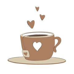 Tea Cup with Hearts - Vector Illustration