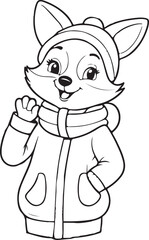 A fox coloring page line art design in white background