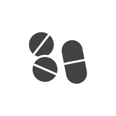 Pill icon Symbol mark in filled style