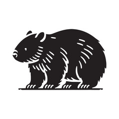Captivating wombat silhouette for modern design applications - Wombat black vector
