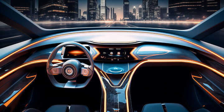 Futuristic interior of the car.