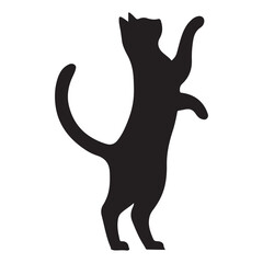 Playful Black Cat Silhouette Vector Graphic