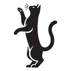 Silhouette Illustration of a Cat Reaching Up