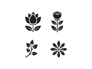 Fototapeta premium set of black and white flowers