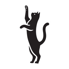 Silhouette Illustration of a Cat Standing on Hind Legs