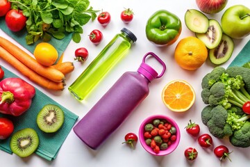 Clean eating, fitness, and wellness: minimalist white background photography.