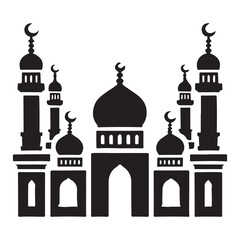 Grand Mosque Silhouette Vector Illustration Design