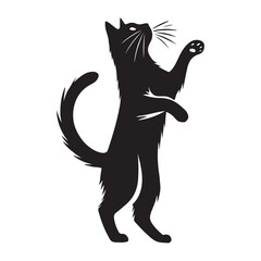 Silhouette Illustration of a Playful Cat