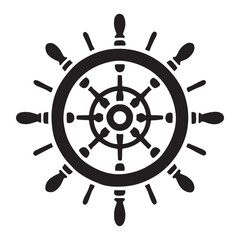 Classic Ship's Wheel Silhouette Vector Art
