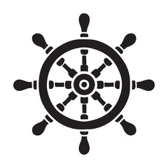 Obraz premium Classic Ship's Wheel Silhouette Nautical Illustration
