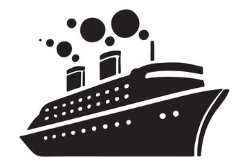 Obraz premium Cruise Ship Silhouette Vector Illustration Design