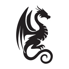 Naklejka premium Elegant Black Dragon Silhouette Vector Art Illustration