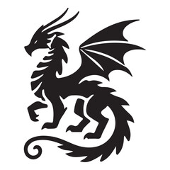 Silhouette Illustration of a Fierce Dragon