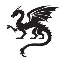 Fototapeta premium Magnificent Black Silhouette Dragon in a Regal Pose