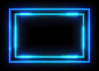 Double exposure photo effects with glowing neon blue and black rectangular & square frames.