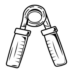 A doodle style icon of a hand gripper