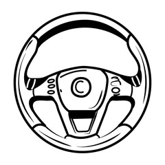 Steering wheel icon in hand drawn style