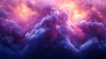 Naklejka premium Cosmic Nebula: A Symphony of Purple and Pink Hues