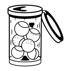 Ball container icon in sketchy style