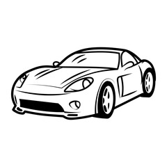 Fototapeta premium Sports car icon in doodle style